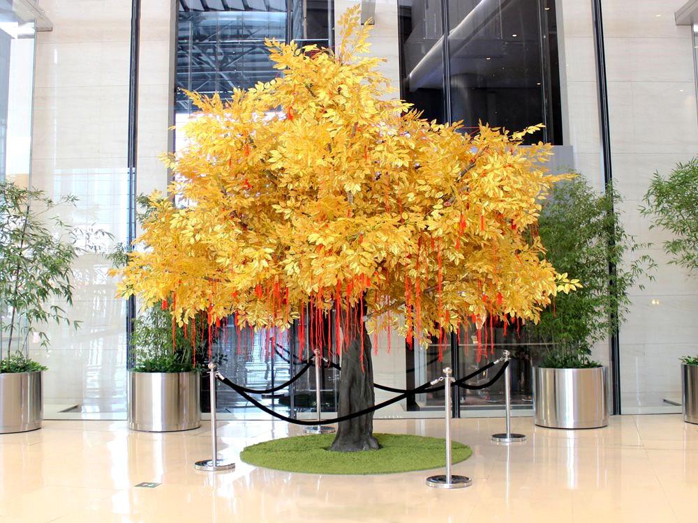 faux golden leaf tree